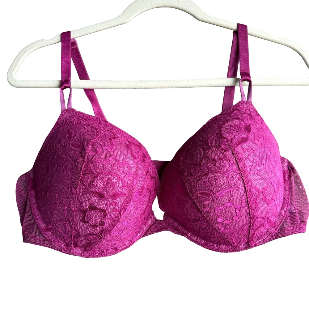 Victoria's Secret Bra Size 40C Pink Floral Print Lace Push-Up Adjustable Straps